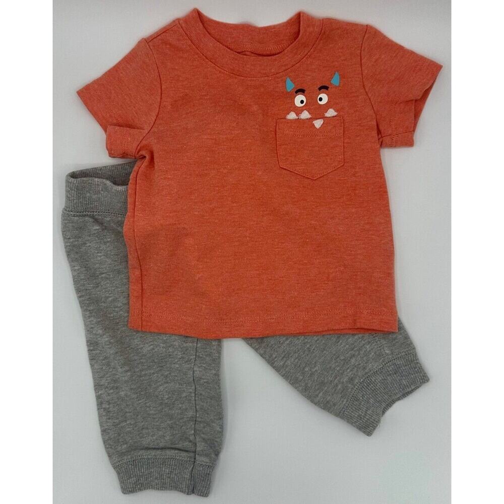 Carter’s Pocket Monster Set Size 9 Month Orange Gray White (907)